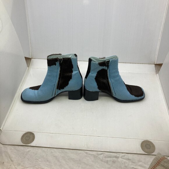 Vtg 1990s FREE LANCE FRANCE square toe blue spotted pony hair womens shoes sz 36 - Picture 3 of 7